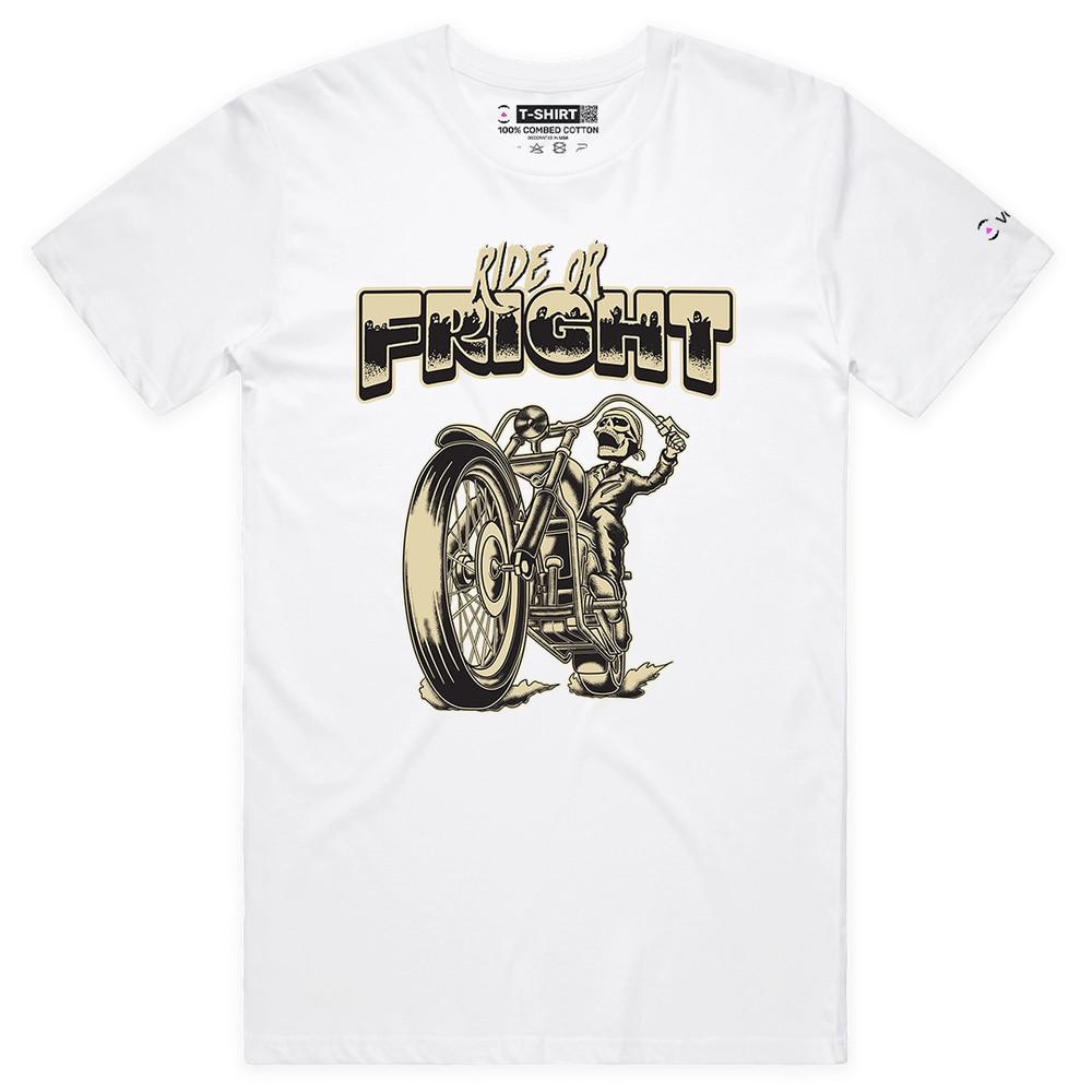 

VOICEART Ride or Fright Funny Halloween Graphic Premium T-Shirt for Holidays L