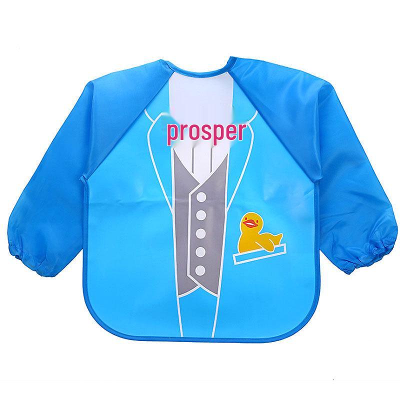 Vattentät vändbar tecknad förkläde och haklapp för barn: Oljesäker för ätande och förskoleaktiviteter