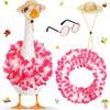 Hawaiian Porch Goose Outfits Summer Lawn Goose Costume Straw Hat And Hawaiian Lei Sunglasses Set for 23/17'' Lawn Patio Goose Statue
