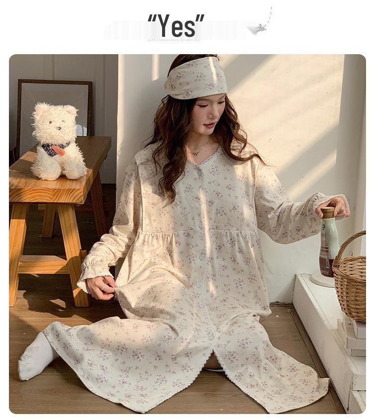 Maternity & Nursing Pajamas with Built-in Bra, Long Sleeve, Lightweight Cotton, for Labor, Postpartum & Beyond, Ideal for Spring & Autumn.