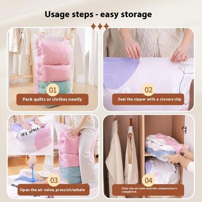 No Need Pump Vacuum Bags Large Plastic Storage Bags For Storing Clothes Blankets Compression Empty Bag Covers Travel Accessories
