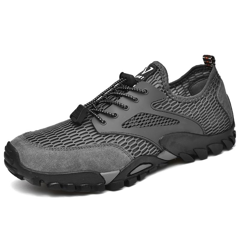 Summer Men's Breathable Outdoor Hiking Shoes Lightweight Casual Shoes For Men Anti-Slip Simple Low-Top Men's Shoes Plus Size