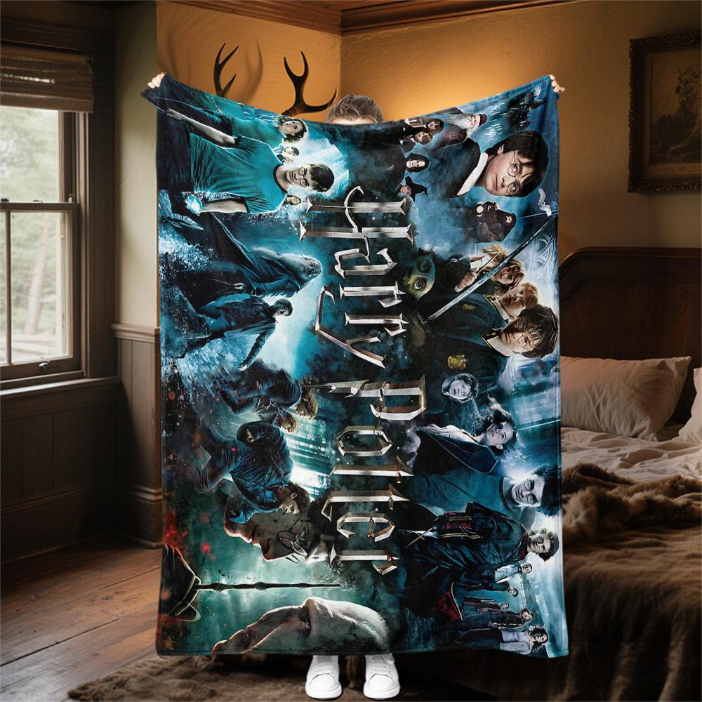 1pc Harry Potter, Hogwarts, Magic Outdoor Blanket - Throw Blanket, Soft , Flannel Blankets, Living Room, Travel, Camping-1102101