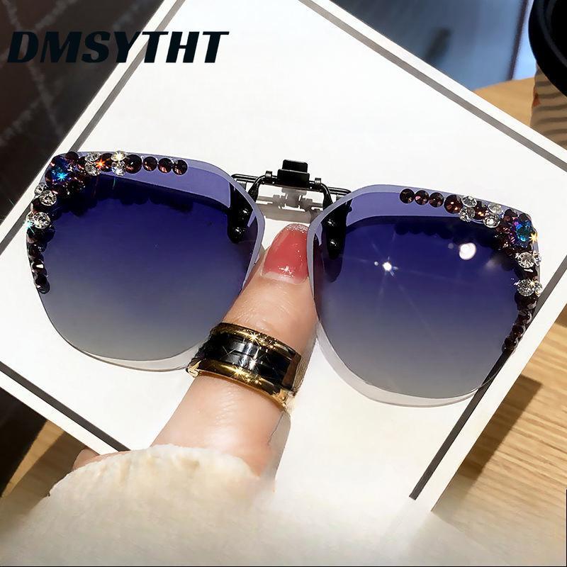 

Non-polarized Vintage Clip Type Rhinestone Sunglasses Women Men Fashion Gradient Lens Sun Glasses Shades for Female синій