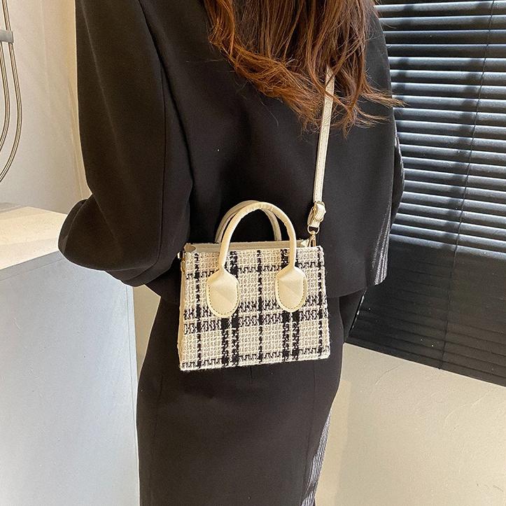 Mini geantă de mână pentru femei, cu model de verificare, geantă de umăr, geantă de messenger, geantă de doamnă, rafinată