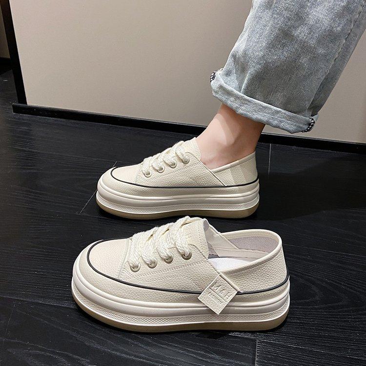 

2025 spring and autumn new two-wear versatile little white board shoes dissolved muffin platform single shoes retro women s shoes Korean version tren 35 білий