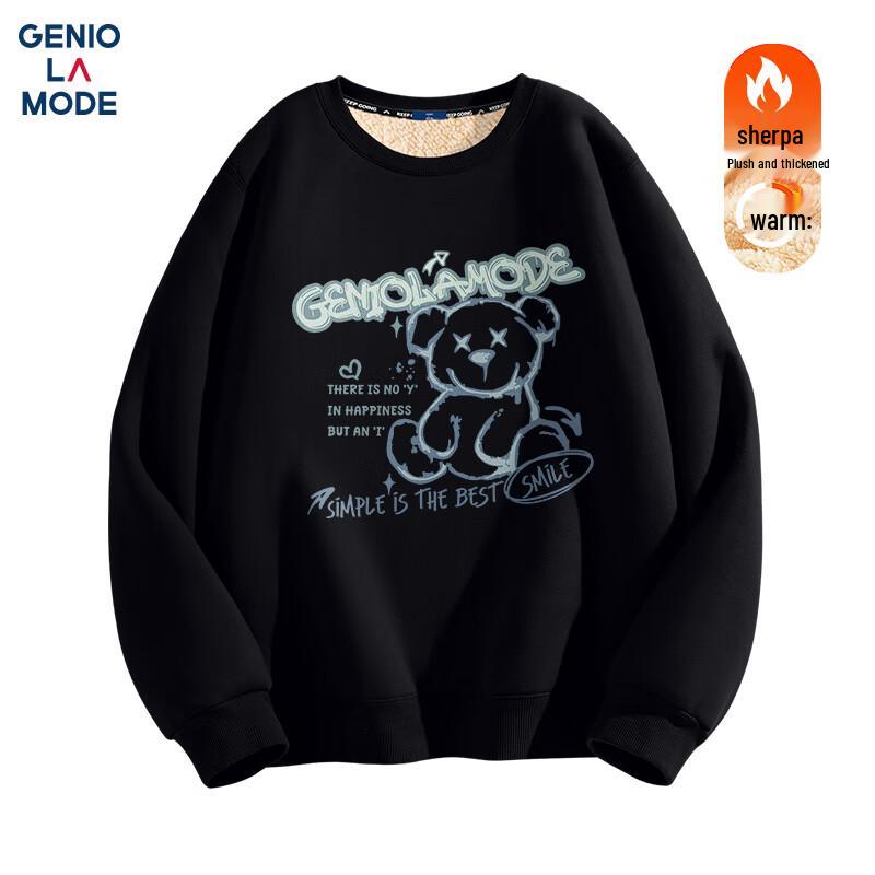 

GENIOLAMODE Men s Loose Fit Fleece-Lined Graffiti Print Crewneck Sweatshirt XL