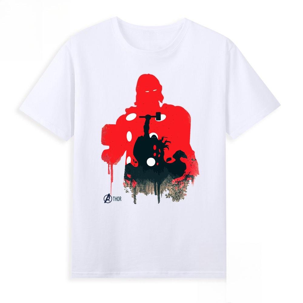 Licensed Anime Super Heroes Avengers Thor Shadow Print T-Shirts Men's and Women's Short Sleeve Relaxed Plus Size Tops