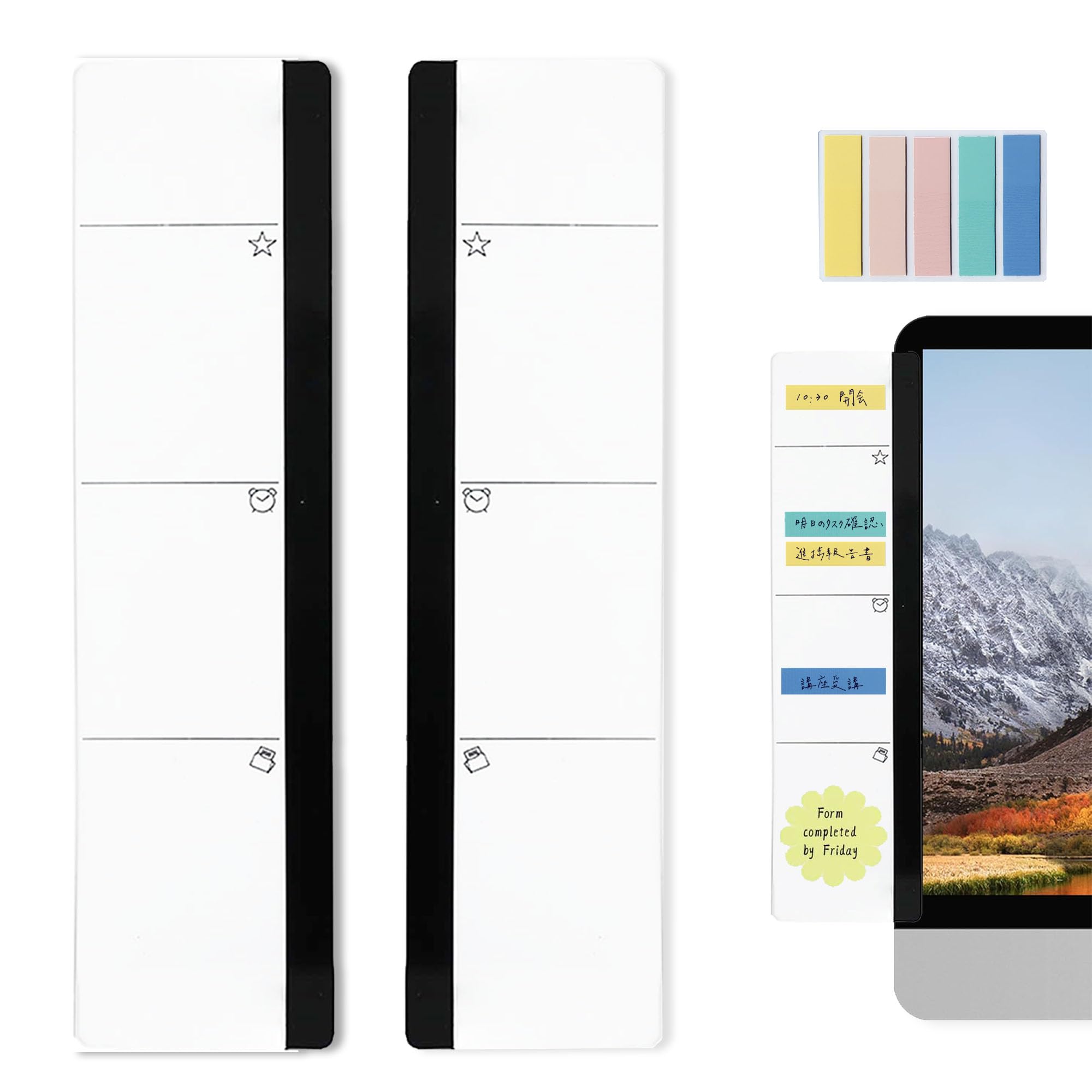 

JLPESEAES Sticky Notes for Computer Displays, 2 Pieces (Left and Right), Improve Work Efficiency, Sticky Note Board, Memo Board, Message Board,