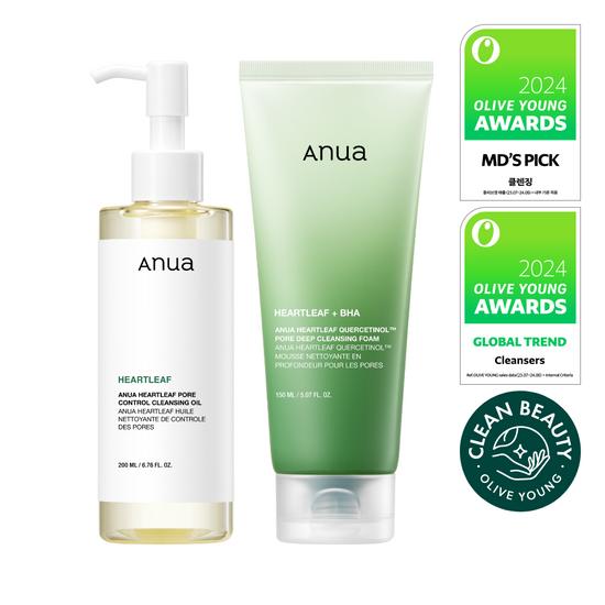 ANUA Heartleaf Pore Control Cleansing Duo Set (Oil 200ml + Foam 150ml)