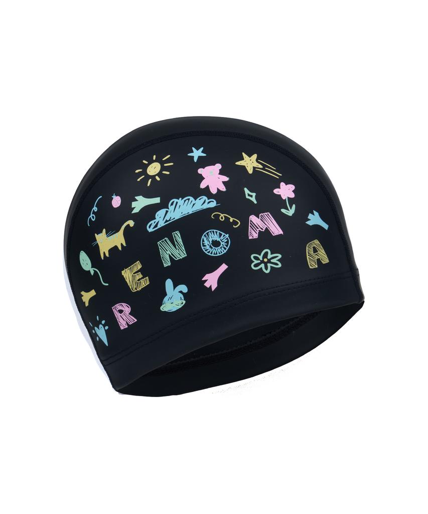 Lenomasuyeongbog Supplies Children'S Illustration Drawing Pu Swim Cap Black Ro-Rc2F754-Bk