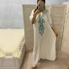 Embroidery Kaftan Beach Tunic Cotton Beach Cover Up Saida De Praia Swimsuit Women Bikini Cover Up