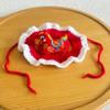 Cartoon Chinese Style Pet Scarf Red Zodiac Horse Design New Year Cat Headwear Elastic Adjustable Pet Knitted Hat Photo Prop