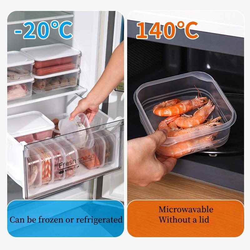 1pc Fridge Storage Box Organizer Fresh Keeping Fridge Freezer Meat Vegetables Fruits Sealed Box Container Heatable
