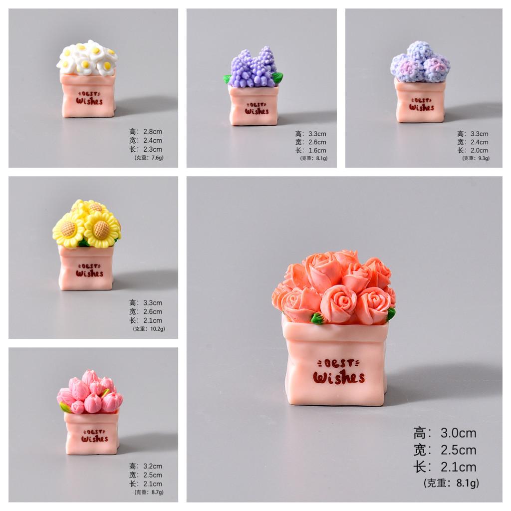 

6Pcs/set Multicolors Flower Bonsai Miniatures Resin Ornaments Fairy Garden Decoration Moss Terrarium Micro Landscape разноцветный