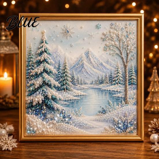 Christmas Gem Art DIY Faux Pearl Kit Winter Scene Painting Wall Decoration 3D Sparkling Animal Craft Kit for Adults Holiday Decor Supplies