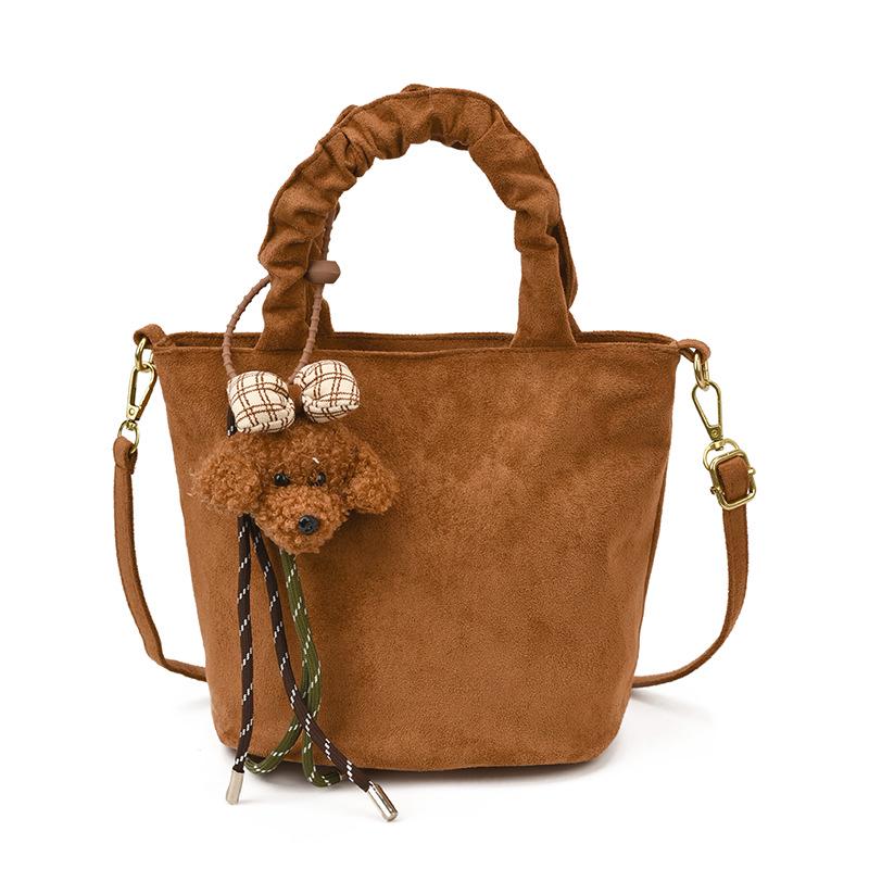 

Женская легкая сумка кроссбоди с леопардовым принтом - Плюшевая сумочка большой вместимости With Pendant коричневый