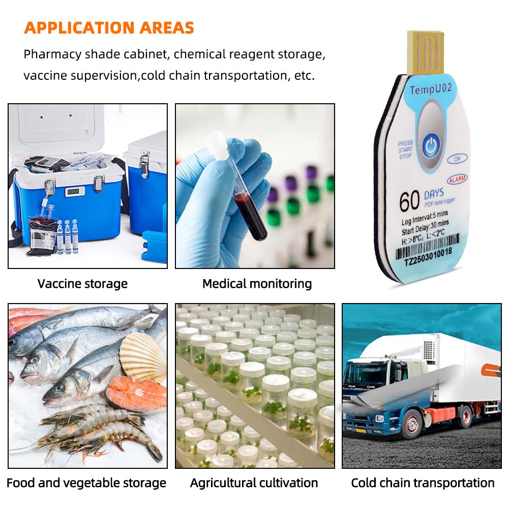 Temperature Data Logger USB Temp Record 18000 Data Capacity Temp Logger Thermometer Logger for Cold Chain Transp. Fruit Storage