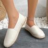 Women's Casual Canvas Slip-On Shoes Flat Espadrille Loafers Comfortable Round Toe Lightweight Walking Shoes for Large Sizes