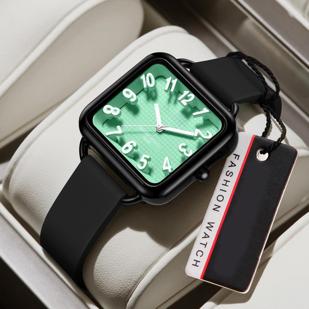 FindTime Watch for Men and Square Large Luminous 5ATM Water Silicone Suitable for Students Junior Gift Ideas Women, Unisex, Analog, Face, Screen,