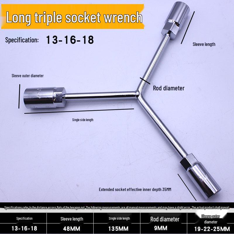 Triple Hex Socket Wrench Set for Car, Motorcycle, and EV Battery Repair