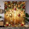 2pcs Luxurious Golden Christmas Ornament & Pine Pattern Curtains, Designed for Light Blocking, Premium Material, Suitable for C