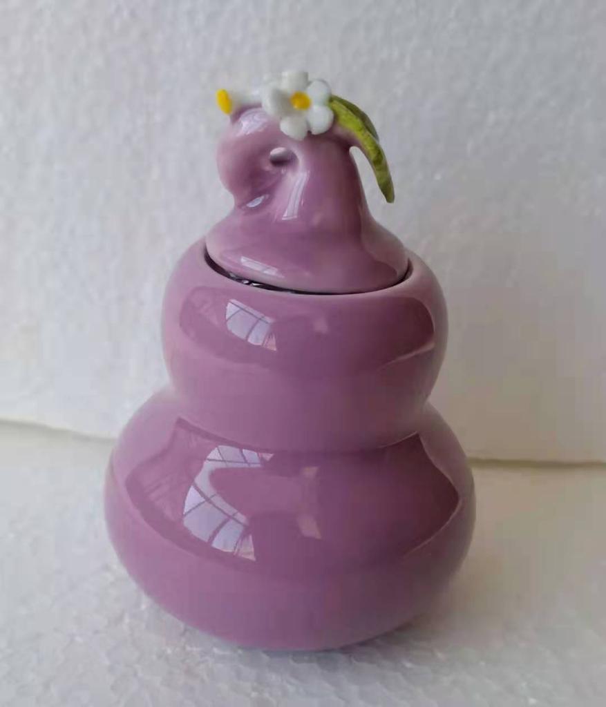 Creative Ceramic Small Tea Pot Kiln Turned Vintage Storage Candy Jar Portable Tea Set Accessories Medicine Powder Food Container