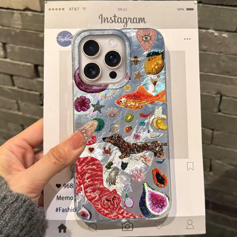 Retro Sun Planet Cocktail Women Phone Case For Apple iphone 16pro 15 16 14 13 Pro Max 16e 12 11 7 8 Plus XR SE Fundas Cover