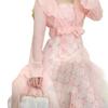 2026 Summer French Floral Lace Mesh Sling Dress - Beautiful Long Two-Piece Set