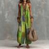 Women Sleeveless V Neck Jumpsuit Loose Fit Wide Leg Romper Casual Summer Beachwear Lightweight Breathable Fabric