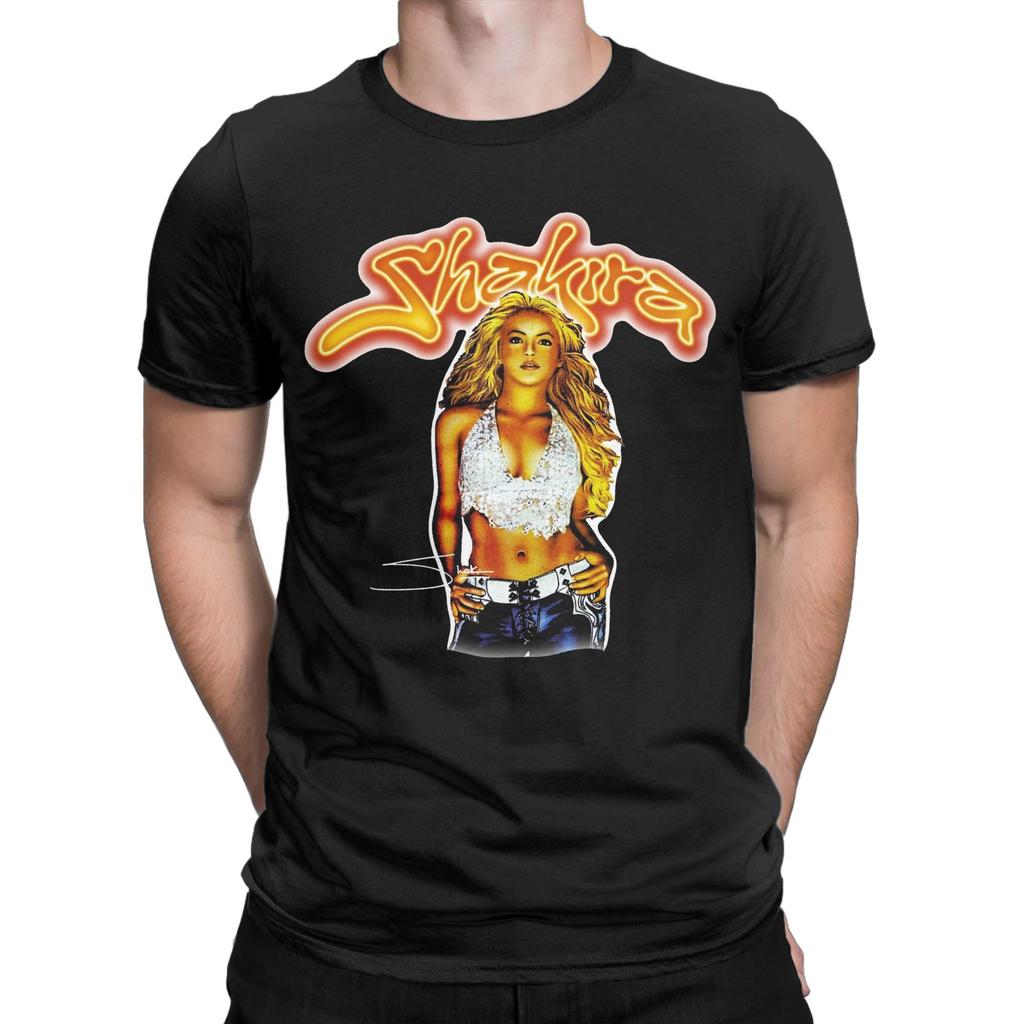 Singer Shakira Men T Shirt Vintage Tees Short Sleeve Crew Neck T-Shirts Cotton Plus Size Tops