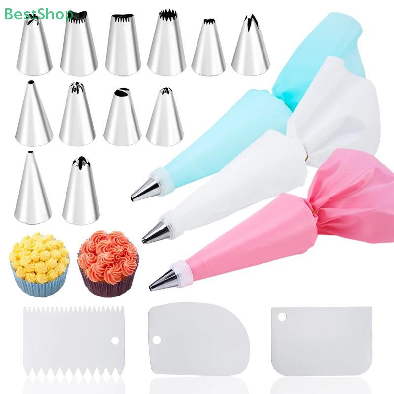 Stainless Steel Piping Nozzle Set,Cake Decorating Tools, Cream Glue Piping Nozzles,Thickened EVA Piping Bags