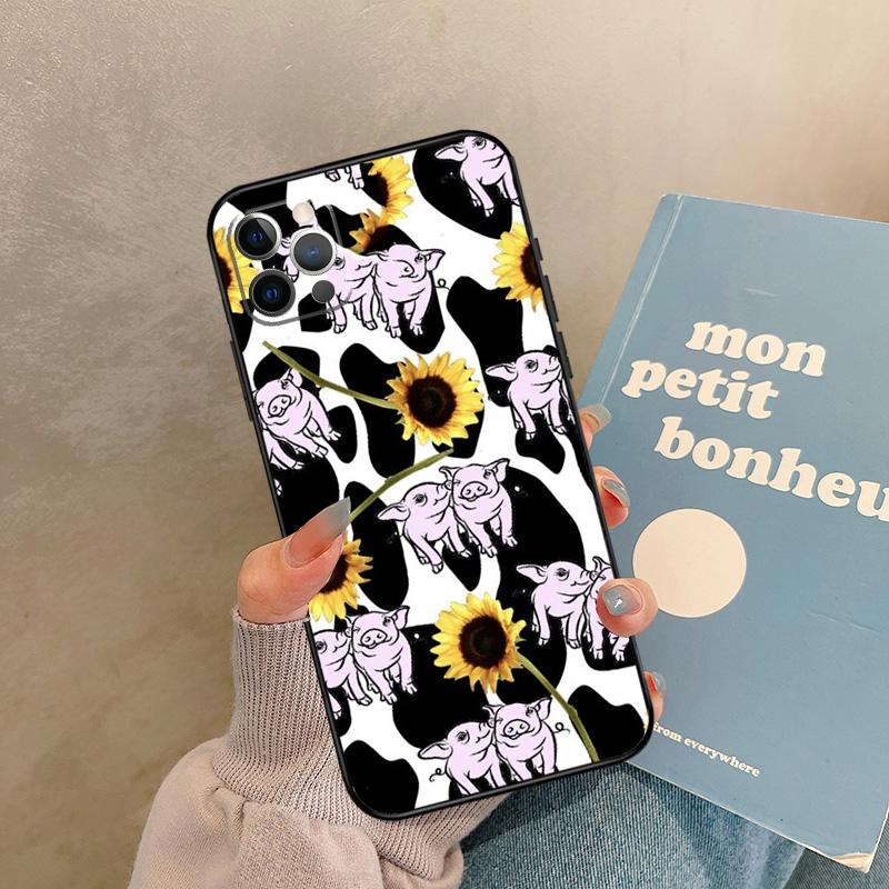 Western Highland Cow Sunflower Cute Case For iPhone 17 Air 13 16 15 11 12 14 Pro Max 13 mini XR 15 16 Plus 16e Back Cover Shell