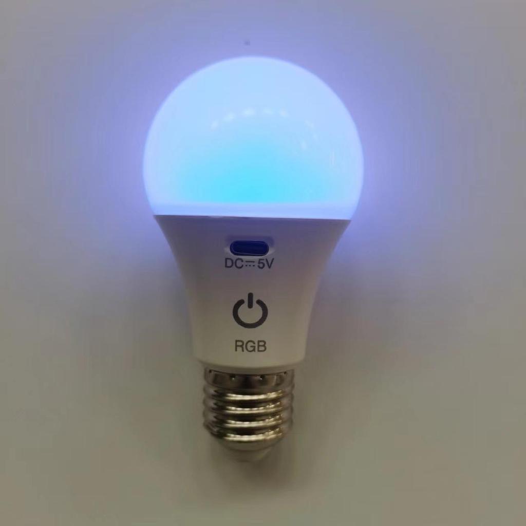Rechargeable RGB E27 Bulb with Touch Switch & Remote - 16 Colors