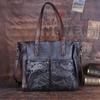 Retro Genuine Leather Female Bag Large Capacity Casual Tote Handmade Embossed Women Handbag Shoulder Bags