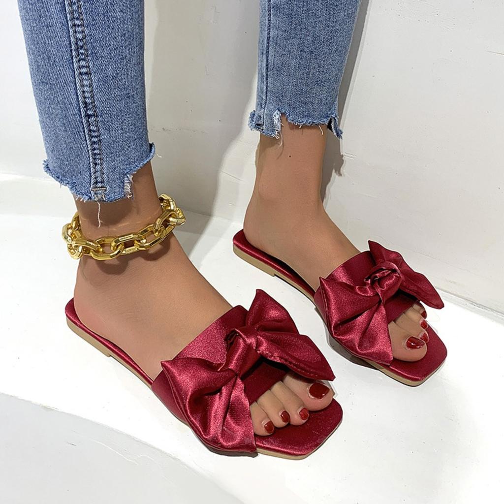 Bow Tie, Beach Sandals, Women's Slippers, Plus Size Flat Shoes, Sandals