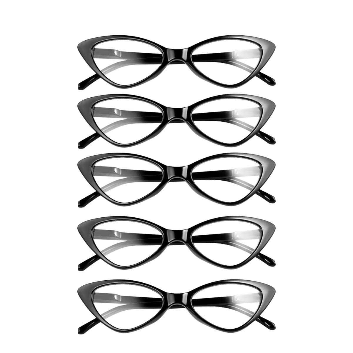 

5PCS Womens Fashion Cat-Eye Blue Light Blocking Glasses Retro Black Reading Glasses with HD Lenses +1.0 to +3.0 3