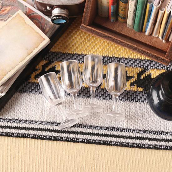 10Pcs/Set Miniature Red Wine Glass DIY Pretend Play Toys Solid 1:12 Dollhouse Scene Mini Clear Wine Cup Dollhouse Accessories