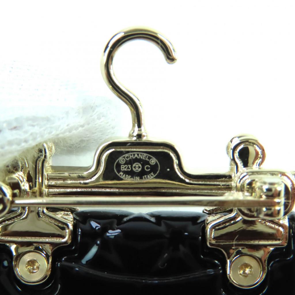 CHANEL Brooch COCO Mark F Pearl Bag Design black Women B23C AB9849 Used