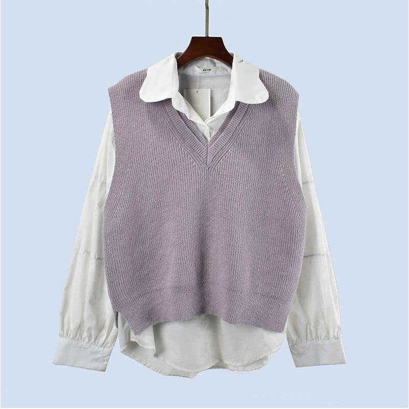 Large Vest Thick Loose Waistcoat Sleeveless Vest Autumn and Winter All-Matching Outerwear Thermal Knitting Sweater Women's Bandage Dress