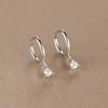 Simple Multicolor Stone Gold Color Matel Small Dangle Earring For Women Sweet Round Pendant Stainless Steel Fashion Jewelry Gift