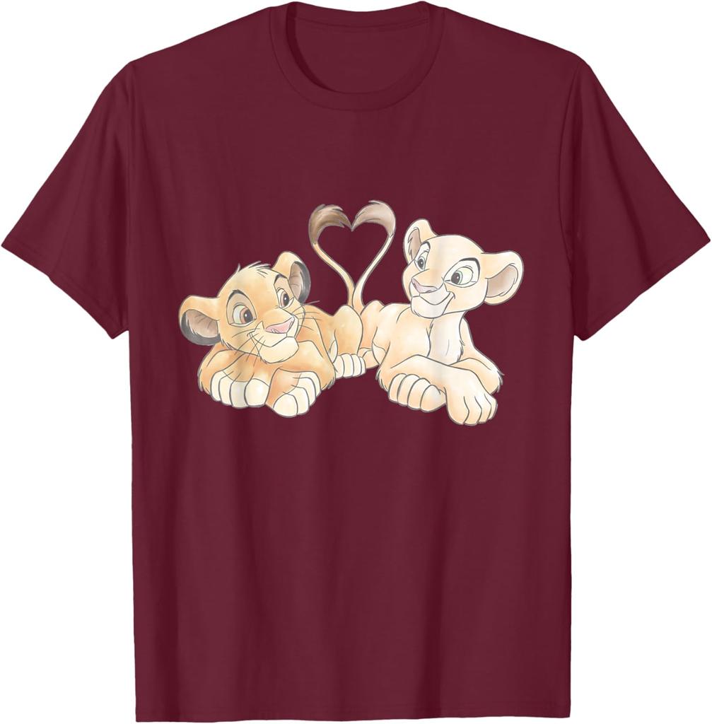 Hot Fashion Disney The Lion King Simba and Nala Hearts Valentine’s Day T-Shirt S-4XL Four Seasons Gift