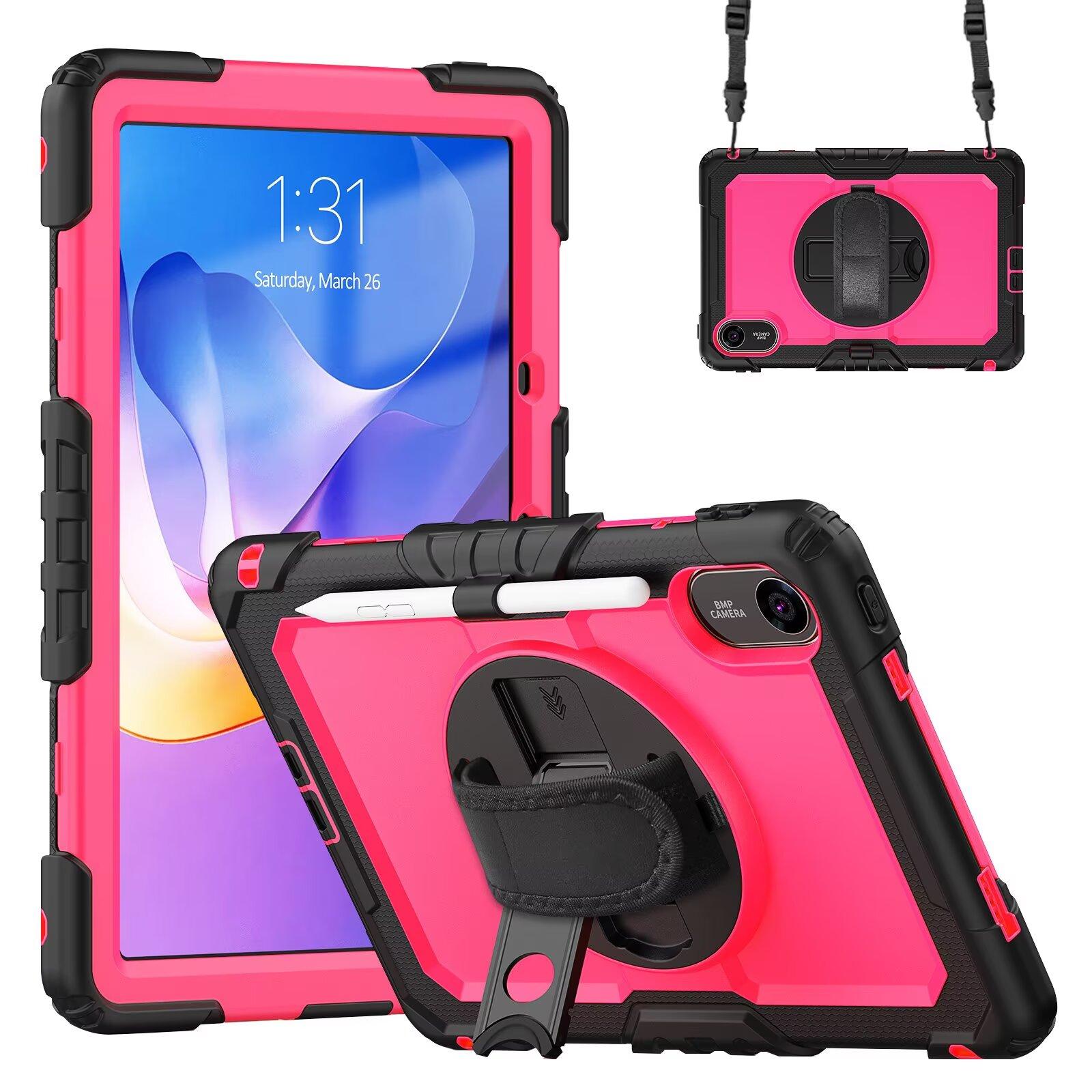Coque PC Protection Ultime Pour Xiaomi Redmi Pad 2 SE 11, Rotation 360° Sangle Main Épaule Coque Multifonctionnelle 3 Couches Redmi Pad2 SE11 2025 orange