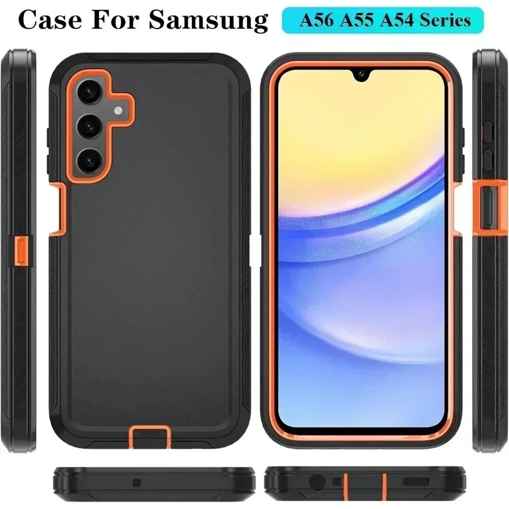 3IN1 Belt Clip Hard Defender Phone Case for Samsung Galaxy A57 A17 A07 A56 A36 A26 A16 A06 A55 A35 A25 A15 A05 A05 SOtt Box Shockproof Armor Cover