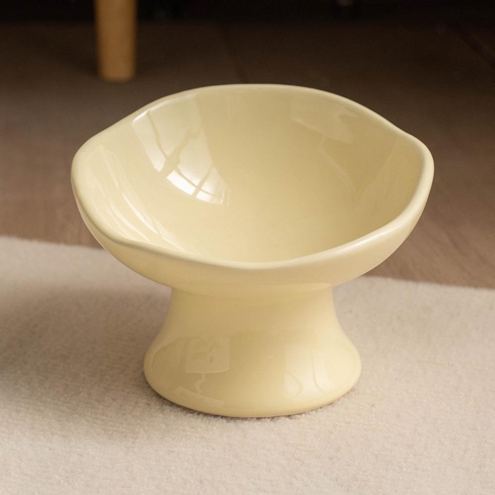 Cute Non-slip Base Petal Ceramic Cat Bowl High Foot Tilted Angle Elevated Cat Bowl Ergonomic Anti-Tip Cat Bowl Senior Pets