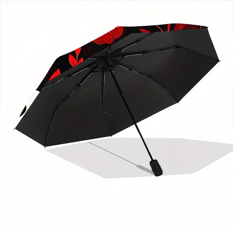 1pc Ghost Floral Pattern Umbrella - 8-Rib Automatic Open/Close, Fashionable Compact Umbrella for Outdoor Adventures Yy250813135