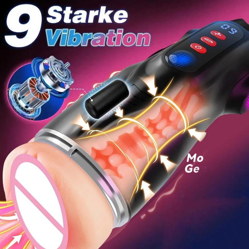 Male Masturbator 3 Sleeves Pocket Pussy Penis Pump with 9 Sucking & 9 Vibrating APP Control Mens Sex Toy Adult Sex Toys for Men
