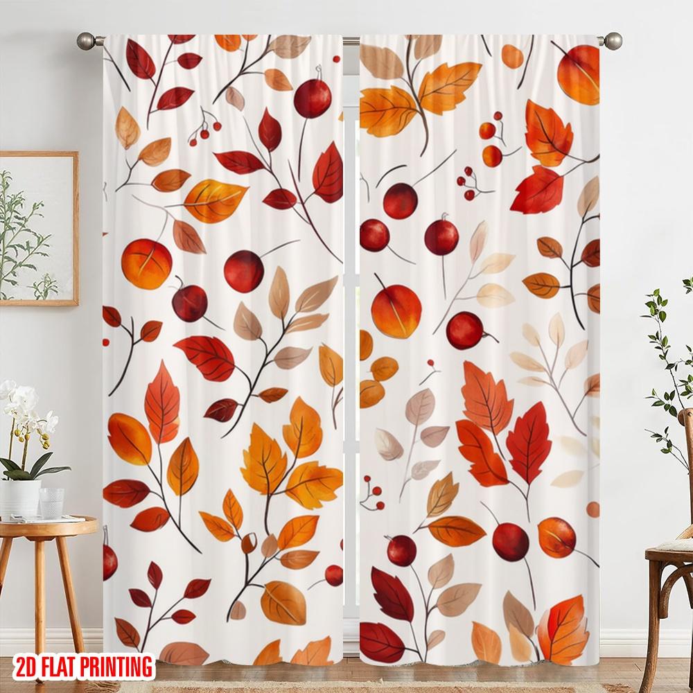 2 szt., druk płaski 2D Zasłony Drukowane cyfrowo Jesienna fantazja Wszechstronne Trwałe Poliester (bez pręta) Dekoracje zewnętrzne