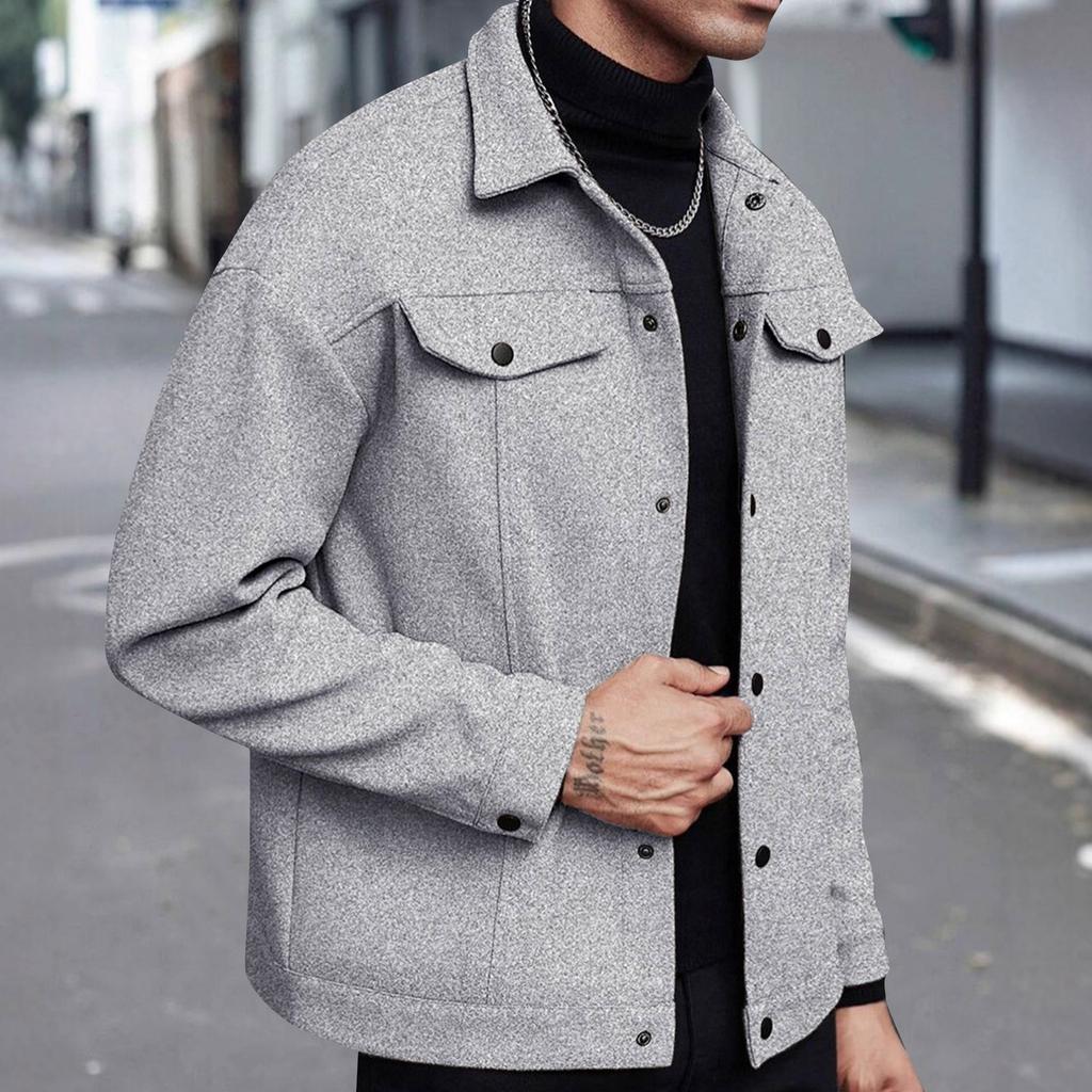 Herre Trendy Revers Ullkåpe Herre Ensfarget Casual Sport Business Jakke