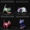 1/4pcs Cat Tea Pet Ceramic Ornament Craft Desktop Decoration Jun Porcelain Cat Tea Pet Chinese Style Lazy Cat Car Ornament